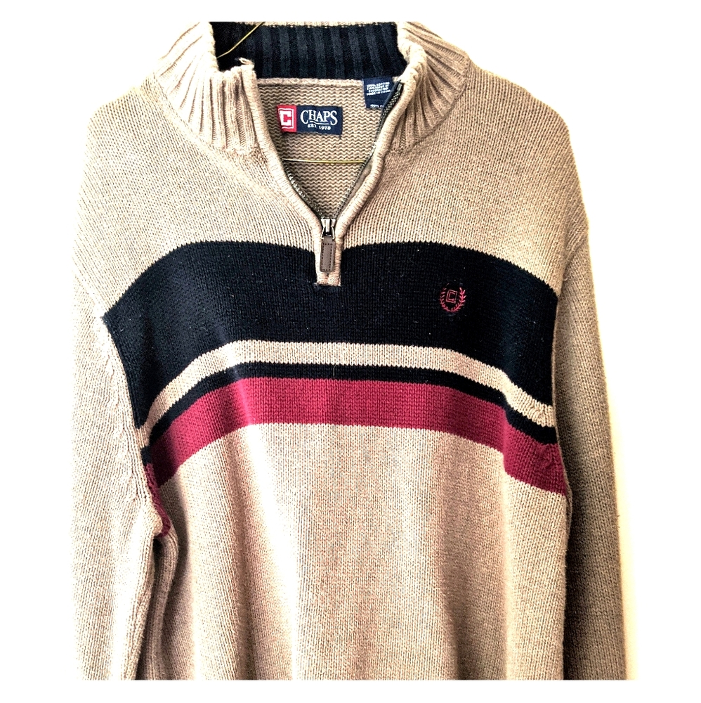 Chaps Classic Fit Quater Zip Pullover Sweater